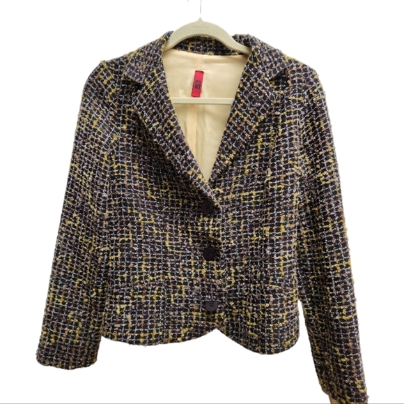 Anthropologie Jackets & Blazers - ASHERAH rising for Anthropologie women's blazer jacket Boucle black green USA